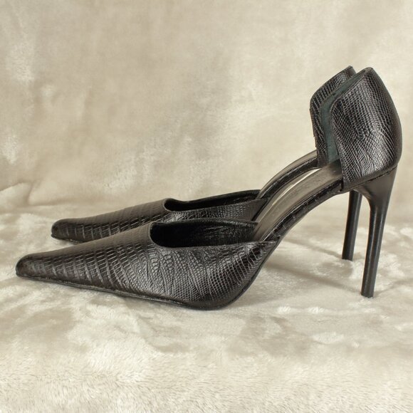 COLIN STUART Black Leather High Heel D'orsay Pump Women's Shoes Size 10 M - Picture 5 of 7